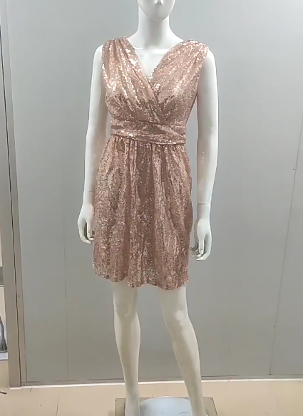 V-Neck Sleeveless Sparkling Cocktail Dress