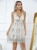 Sexy Sweet and Spicy Open Back Sparkling Slip Dress