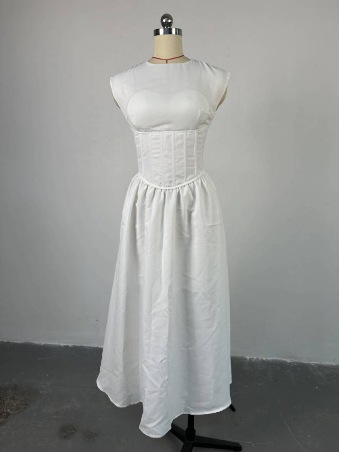 Elegance Redefined Waist Cinching and Flattering High Waist A-line Dress