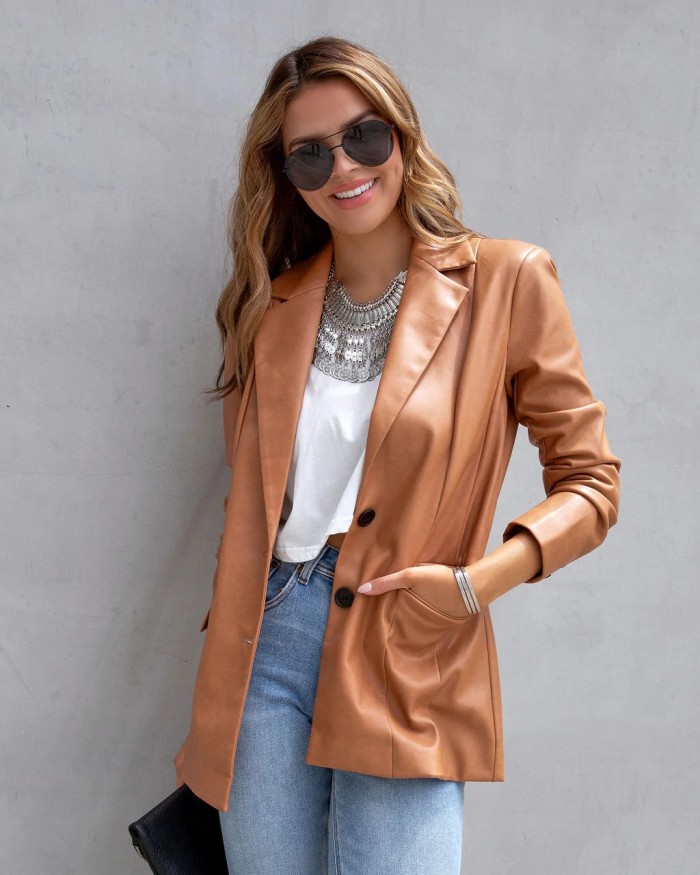 Fashion Forward Casual Style Leather Jacket
