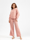 Casual Loose Sweater Wide Leg Pants Long Pants  Knit Two-Piece Set Suit For Women