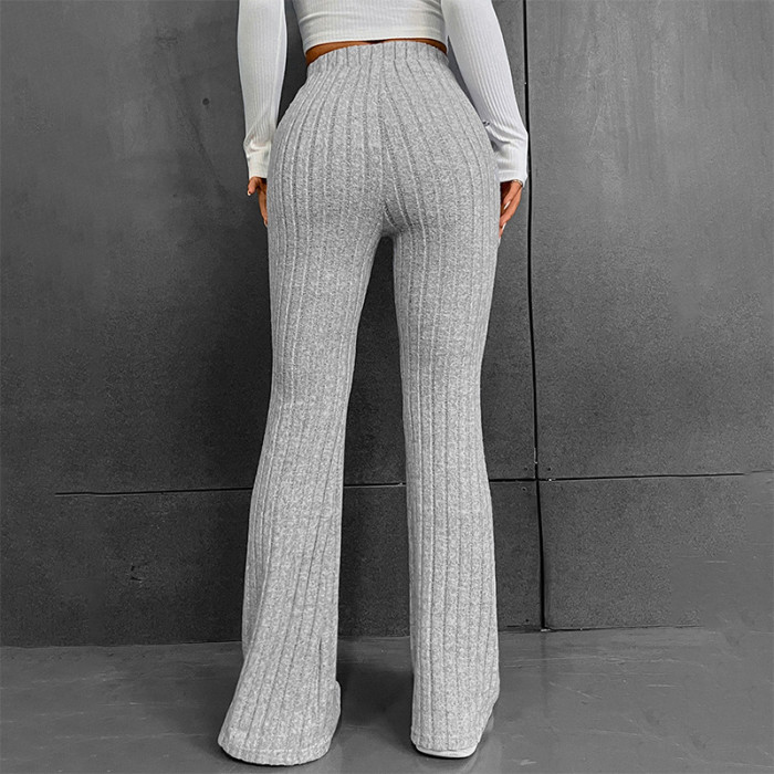 Solid Color Versatile Wide Pit Stripe Casual flared pants