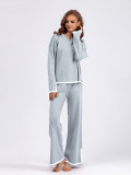 IHOOV long sleeved knitted suit high waist slimming wide leg trousers two piece set