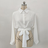 Breezy Batwing Sleeve Crop Top with Waist Tie