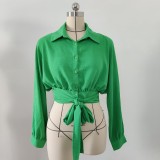 Breezy Batwing Sleeve Crop Top with Waist Tie