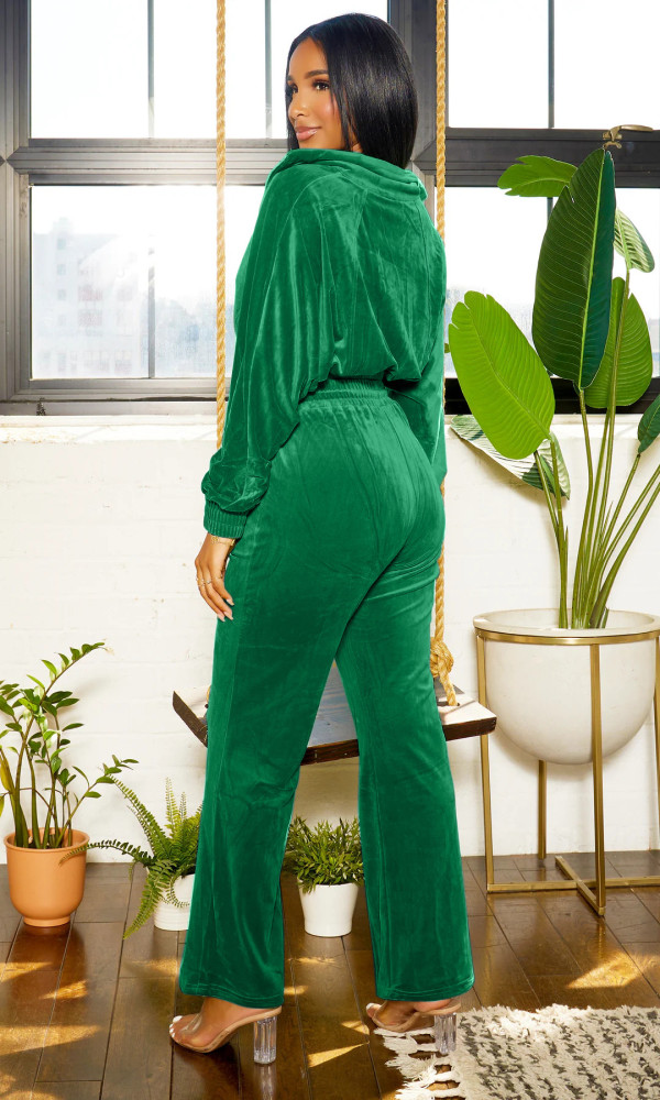 Velvet Suit Women's Long Sleeve Hoodie Two-piece Set