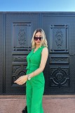 Solid Color Sleeveless V-Neck Short Top and Pants Set