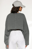 Women's Short Sporty Base Round Neck Sweatshirt