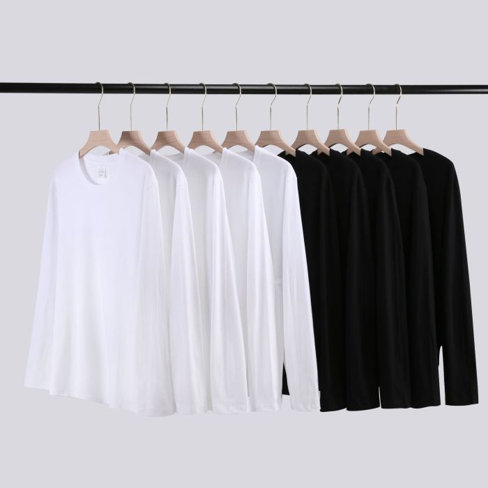 220g Heavy Combed Cotton Round Neck Long Sleeve T-Shirt