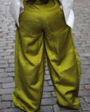 Women's Casual Detachable 3D Pockets Wide Legs Pants