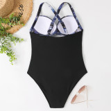 Solid Conservative Multi-color Open Back One-piece Swimsuit