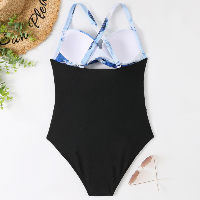 Solid Conservative Multi-color Open Back One-piece Swimsuit