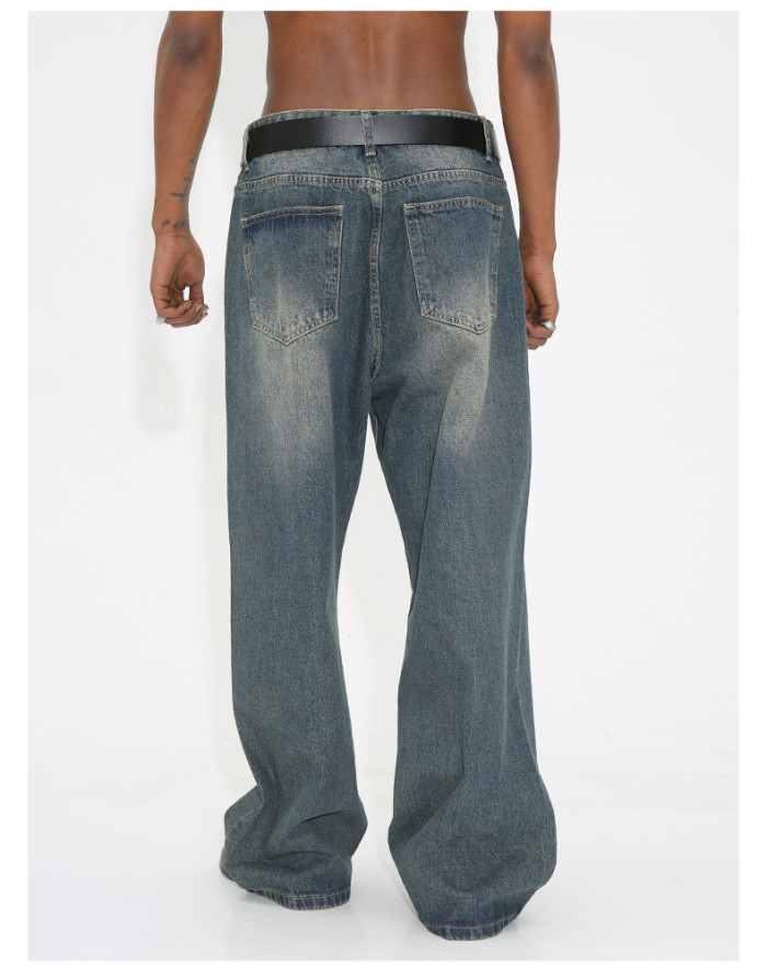 Vintage Blue Wide-Leg Jeans for Men