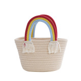 Cotton Rope Handbag Rainbow Tote Bag