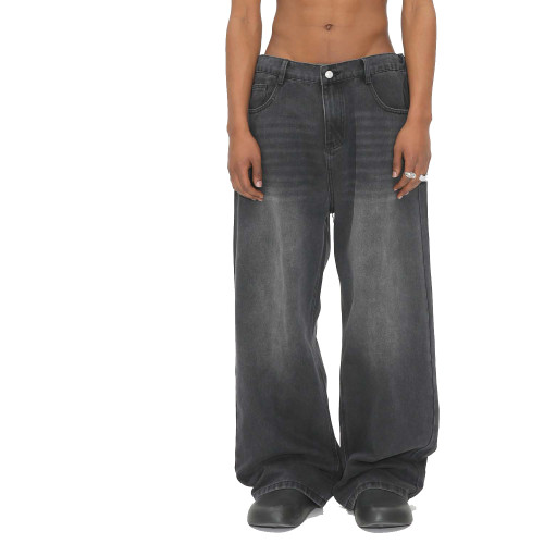 Relaxed Straight-Leg Versatile Men's Denim Pants with Elastic Waistband