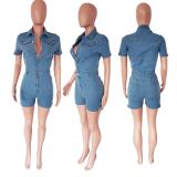 Sexy Denim Bodycon Skirt with Slit and Jumpsuit