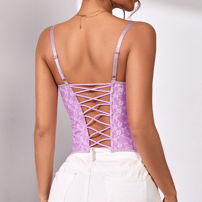 Fishbone Steel Ring Sensual Lace Camisole