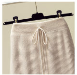 Belted Knitted Design Back-Slit Pencil Skirt