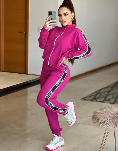 Fashionable Printed Embroidery Two-Piece Activewear Set