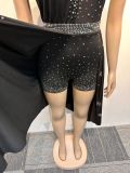 Women Sexy See Through Sleeveless Irregular Beaded Jumpsuit