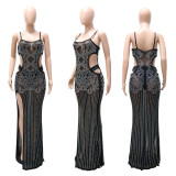 High Side Slit Seductive Sheer Suspender Dress