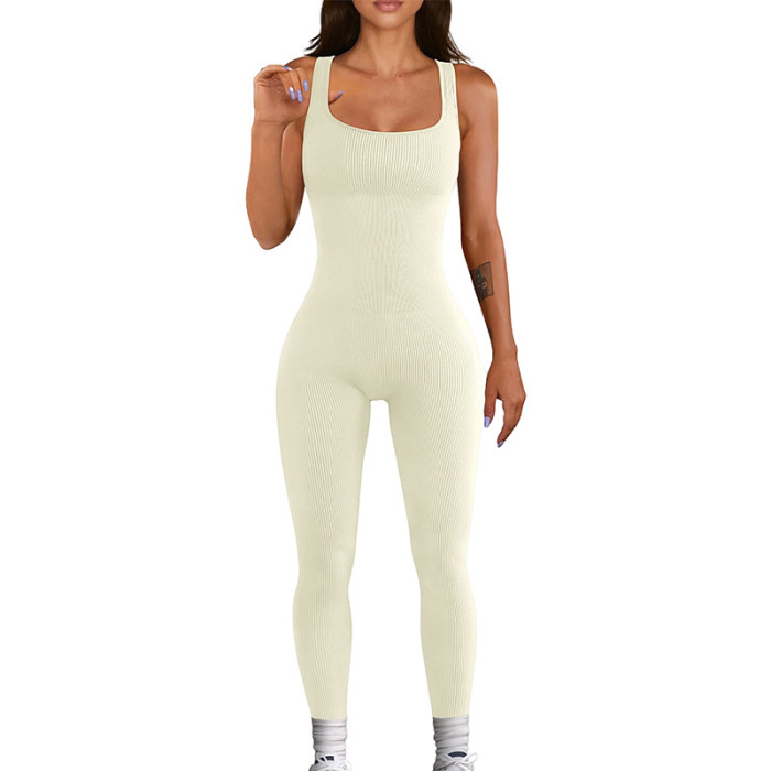 Double-layered Padded Bust for Fitness and Yoga Seamless High-Waisted Leggings Jumpsuit