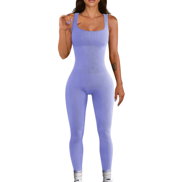 Double-layered Padded Bust for Fitness and Yoga Seamless High-Waisted Leggings Jumpsuit