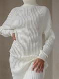 Women's Casual Wear Cozy Long Sleeves and High Neck Thick Knit Sweater Dress  by ihoov