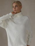 Women's Casual Wear Cozy Long Sleeves and High Neck Thick Knit Sweater Dress  by ihoov