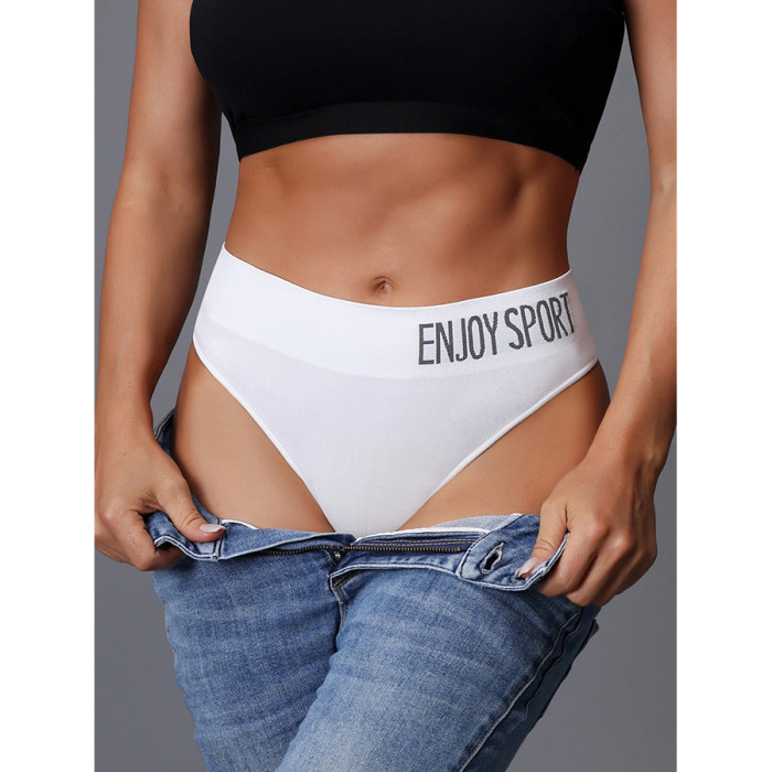 enjoy sport Seamless Sporty Sexy Letter Wide Waist Mid-rise No Trace Triangle Panties