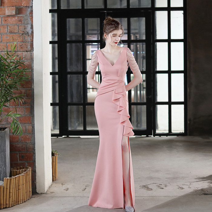 Long Strappy Banquet Slim Fish Tail Dress
