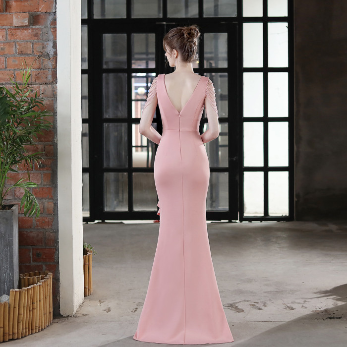 Long Strappy Banquet Slim Fish Tail Dress