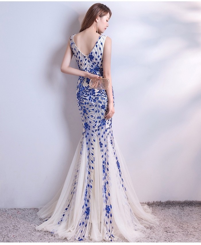 Elegant Long Mermaid Sequin Evening Gown