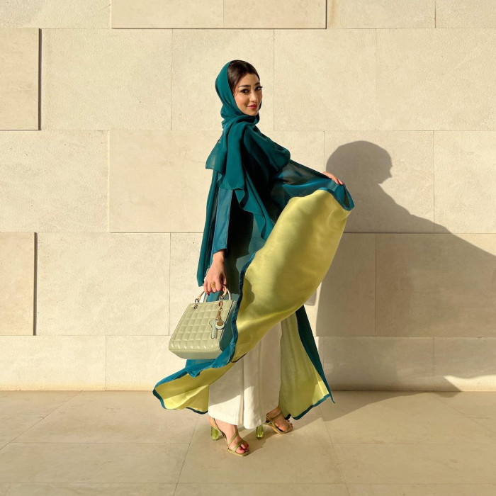 Elegant Dubai-inspired Abaya Coat and Chiffon Dress Set