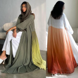 Exquisite Abaya Long Robe with Turkish-inspired Snow Chiffon Pleated Dress Overlay