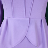 Elegant Ruffle Hem Long Sleeve OL Dress