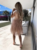 Seductive V-Neck Lace Panel Maxi Dress