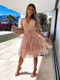Seductive V-Neck Lace Panel Maxi Dress