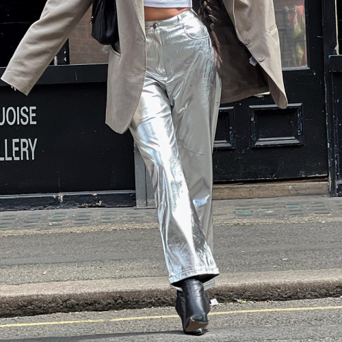 Women's Shiny Casual Leather Pants