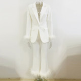 Feathered Ostrich Suit and Capri Set