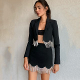 Elegant Water Diamond Fringed Short Suit Jacket