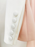Chic Single Button jacket Color-Block and Long Pants Suit Set