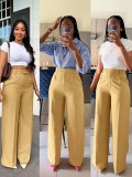 High-Waisted Wide-Leg Casual Pants
