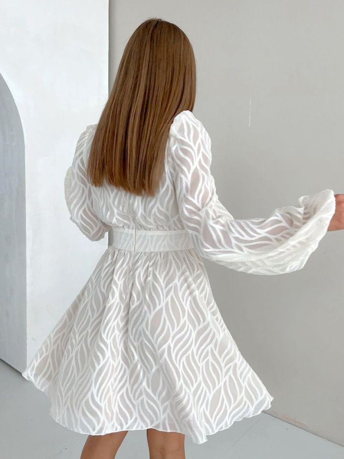 French Jacquard Waist A Line Skirt Long sleeved Short Skirt