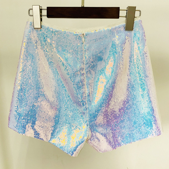 Fashionable and Unique BLING BLING Sparkling Colorful Sequin Shorts Suit Set