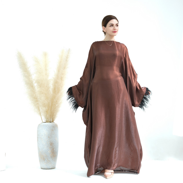 Feather Sleeved Dress Robe