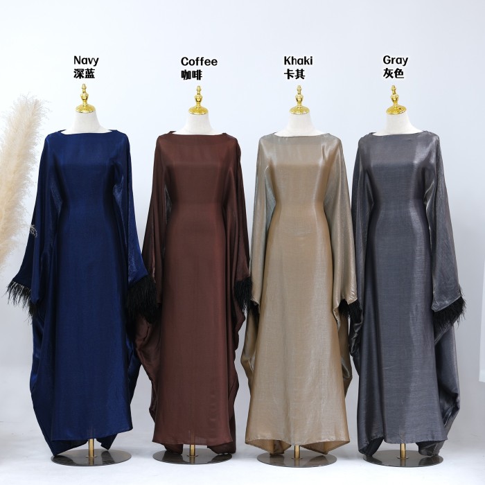 Feather Sleeved Dress Robe