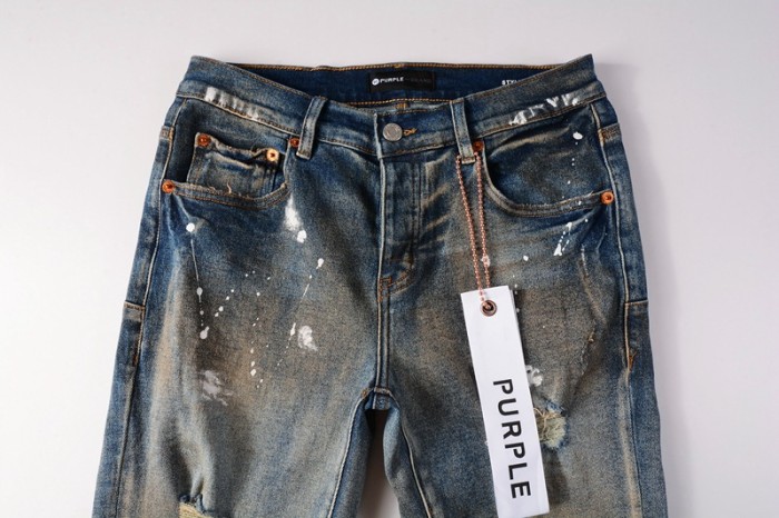 Vintage Style Distressed Denim Jeans