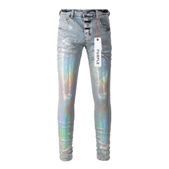 Distressed Silver Coated Jeans
