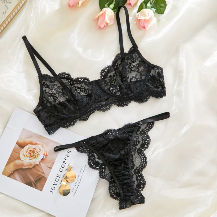 Lace and Mesh Sheer Sexy Lingerie Set